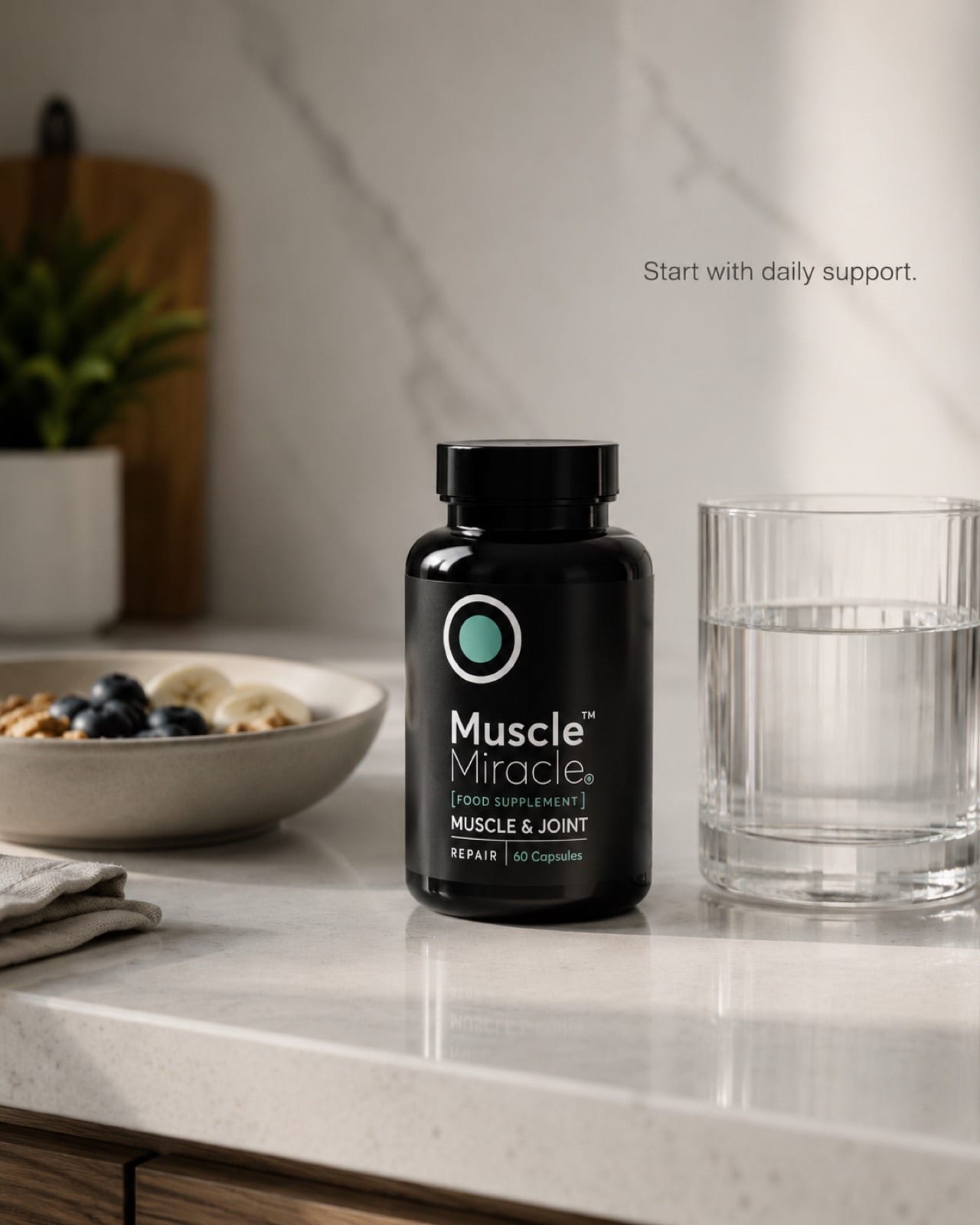 Muscle Miracle Recovery Capsules — with a morning routine